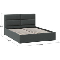 Кровать Трия Глосс универсальный тип 1 160x200 (велюр графит)