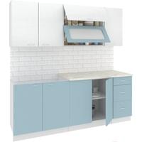 Готовая кухня Кортекс-мебель Корнелия Мара 2.0м (белый/голубой/королевский опал)