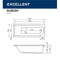 Ванна Excellent Aurum 170x70 (с ножками)