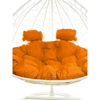 Подвесное кресло M-Group Для двоих 11450107 (белый ротанг/оранжевая подушка) в Бобруйске