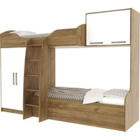 Двухъярусная кровать SV-Мебель МС Гарвард 91415 (гикори темный/белый)