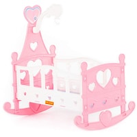Кроватка для кукол Полесье качалка сборная №3 62079 (8 элементов, розовый/белый)