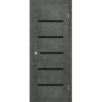 Межкомнатная дверь Юркас Stark ST8 ДО 90x200 (бетон темный/lacobel черный лак)