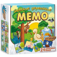 Детская настольная игра Нескучные игры Мемо детское деревянное. Птицы 8504