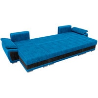 П-образный диван Лига диванов Нэстор 31529 (велюр, голубой/черный)