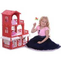 Кукольный домик Krasatoys Дом Николь с мебелью 000288 (белый/красный)