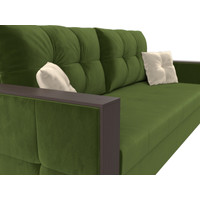 Диван Лига диванов Валенсия Лайт (микровельвет, зеленый/подушки зеленый/бежевый)