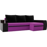 Угловой диван Лига диванов Майами 103029 (правый, микровельвет/экокожа, фиолетовый/черный)