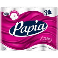 Туалетная бумага Papia Белая (3 слоя, 12 рулонов)