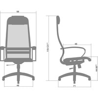 Кресло Metta SU-1-BK Комплект 4, Ch ов/сечен (резиновые ролики, белый)