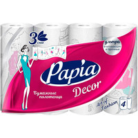 Бумажные полотенца Papia Decor белый (3 слоя, 4 рулона)