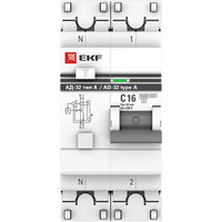 Дифференциальный автомат EKF PROxima АД-32 1P+N 16А10мА (тип А) DA32-16-10-a-pro