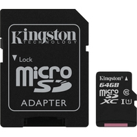 Карта памяти Kingston Canvas Select SDCS/64GB microSDXC 64GB (с адаптером)