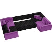 П-образный диван Mebelico Гермес-П 59317 (вельвет, фиолетовый/черный)
