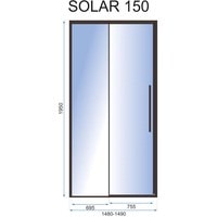 Душевая дверь Rea Solar 150 (черный/прозрачное стекло)
