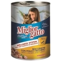 Консервированный корм для кошек MigliorGatto Line Chunks Chicken and Turkey Cat 0.405 кг