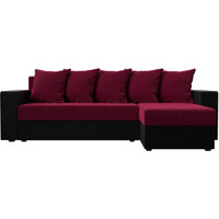 Угловой диван Лига диванов Дубай лайт правый 114179 (микровельвет бордовый/черный)