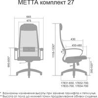 Кресло Metta SU-1-BP Комплект 27, Ch ов/сечен (пластиковые ролики, серый)