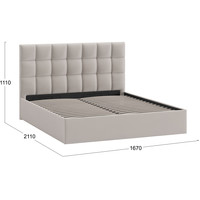 Кровать Трия Эмбер универсальный тип 1 с ПМ 160x200 (велюр Confetti Smoke)