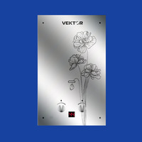 Газовая колонка Vektor 10 G (зеркало черный цветок)