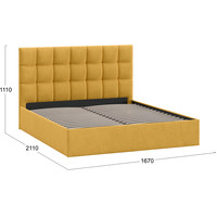 Кровать Трия Эмбер универсальный тип 1 160x200 (микровелюр Wellmart Yellow)