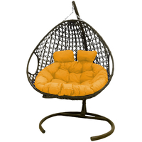 Подвесное кресло M-Group Для двоих Люкс 11510211 (коричневый ротанг/желтая подушка)