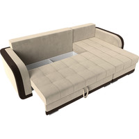 Угловой диван Лига диванов Марсель 29540 (левый, микровельвет, бежевый/коричневый)