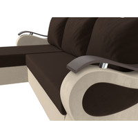 Угловой диван Лига диванов Меркурий лайт левый (микровельвет коричневый/микровельвет бежевый)