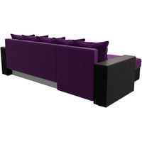 Угловой диван Лига диванов Дубай лайт левый (микровельвет фиолетовый/черный)