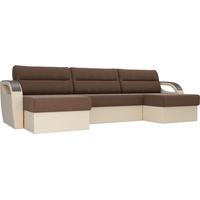 П-образный диван Лига диванов Форсайт 101211 (коричневый/бежевый)