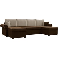 П-образный диван Лига диванов Милфорд 31571 (микровельвет, коричневый/бежевый)