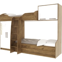 Двухъярусная кровать SV-Мебель МС Гарвард 89284 (гикори темный/белый с фотопечатью)
