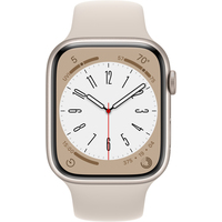 Умные часы Apple Watch Series 8 45 мм (алюминиевый корпус, звездный свет/звездный свет, спортивный силиконовый ремешок M/L)