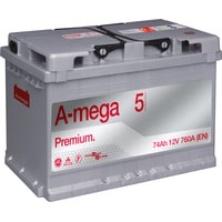 Автомобильный аккумулятор A-mega Premium 6СТ-74-А3 R (74 А/ч)