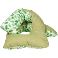 Подушка для беременных Мама рада! U-образная 280x35 двусторонняя (зеленая монстера на клетке)