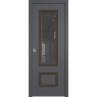 Межкомнатная дверь ProfilDoors 69SMK (серый матовый, стекло серое, золотая патина)