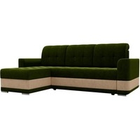 Угловой диван Mebelico Честер 61114 (левый, вельвет, зеленый/бежевый)