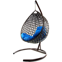 Подвесное кресло M-Group Капля Люкс 11030210 (коричневый ротанг/синяя подушка)