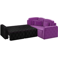 Угловой диван Mebelico Гермес 59290 (вельвет, черный/фиолетовый)