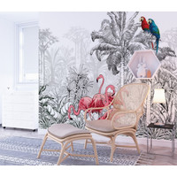 Фотообои ФабрикаФресок Контрастные фламинго и попугаи 283270 (300x270) в Барановичах