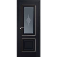 Межкомнатная дверь ProfilDoors 28U L 90x200 (черный матовый/мателюкс графит кристалл золото)