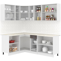 Готовая кухня Кортекс-мебель Корнелия Лира 1.5x2.1 (белый/береза/королевский опал)