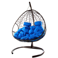 Подвесное кресло M-Group Для двоих 11450210 (коричневый ротанг/синяя подушка)