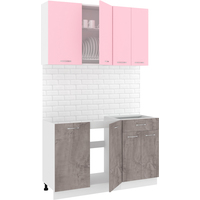 Готовая кухня Кортекс-мебель Корнелия Лира-лайт км.02462 1.3 м без столешницы (розовый/оникс)