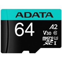 Карта памяти ADATA Premier Pro AUSDX64GUI3V30SA2-RA1 microSDXC 64GB (с адаптером)