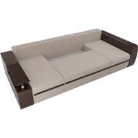 П-образный диван Лига диванов Майами 103058 (рогожка/экокожа/флок, бежевый/коричневый)