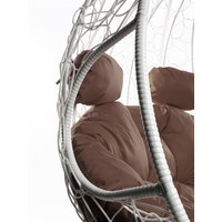 Подвесное кресло M-Group Для двоих 11450105 (белый ротанг/коричневая подушка) в Бобруйске