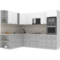 Готовая кухня Интерлиния Мила Лайт 1.88x2.8 левая (белый платинум/бетон/бискайская сосна)