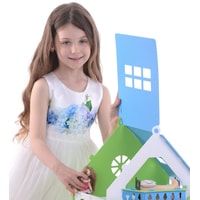 Кукольный домик Krasatoys Дачный домик Варенька с мебелью 000257 (белый/голубой)