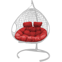 Подвесное кресло M-Group Для двоих Люкс 11510106 (белый ротанг/красная подушка)